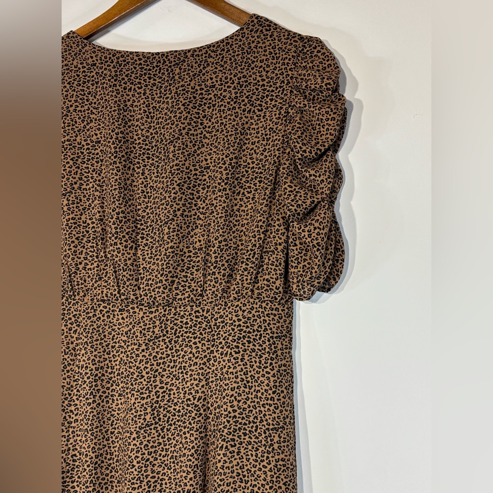 MAJORELLE Brown Printed Puff-Sleeve Midi‎ Dress - Picture 10 of 10